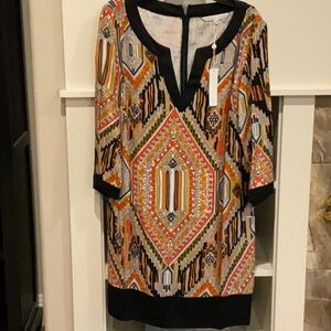Geometric Patterned Tunic Dress